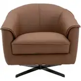 Sloan Swivel Accent Chair in Cognac Brown Leather & Metal